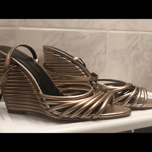 Rebecca Minkkoff size 9m sandles rose gold wedges - Picture 4 of 6